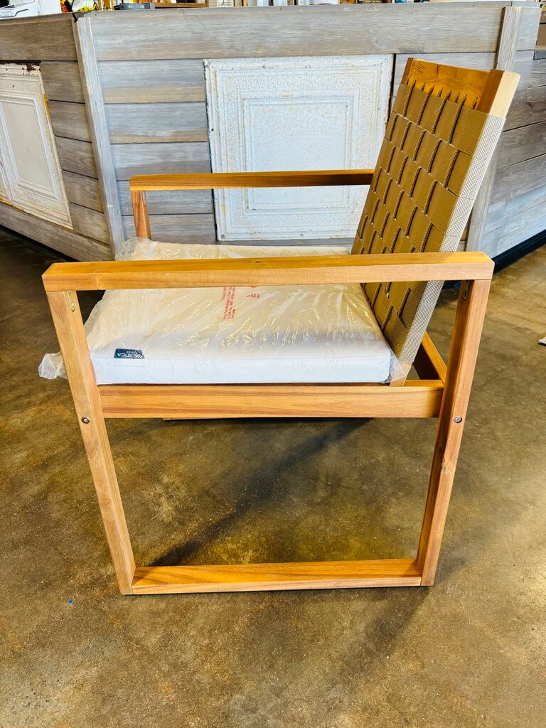Wood & Woven Outdoor Chair - Image 2