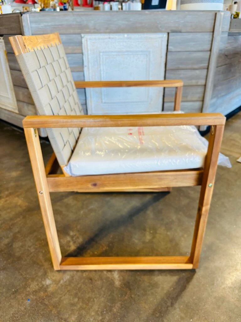 Wood & Woven Outdoor Chair - Image 4
