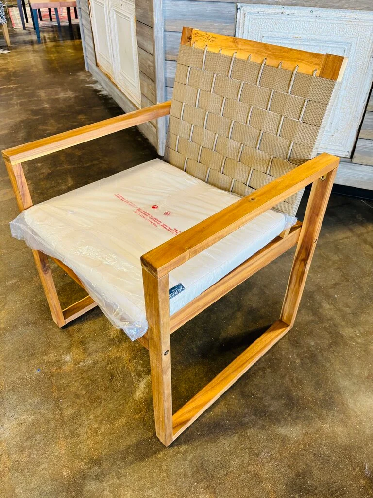 Wood & Woven Outdoor Chair - Image 5
