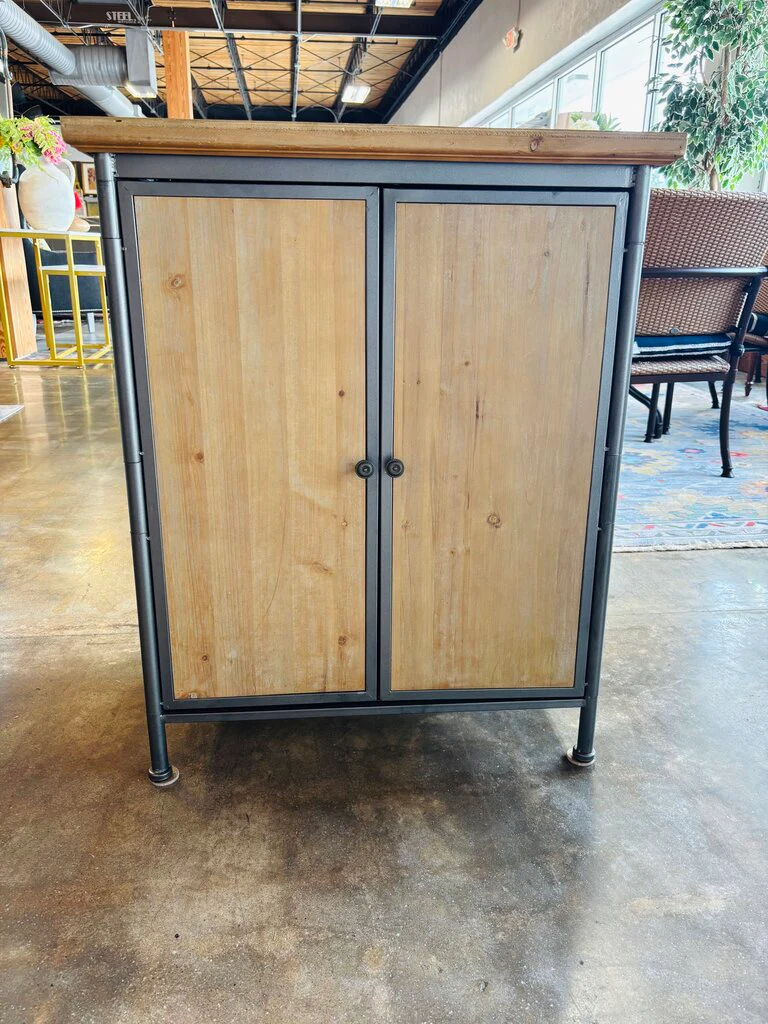 Wood/Metal 2 Drawer Cabinet 26 X 15.5 X 32