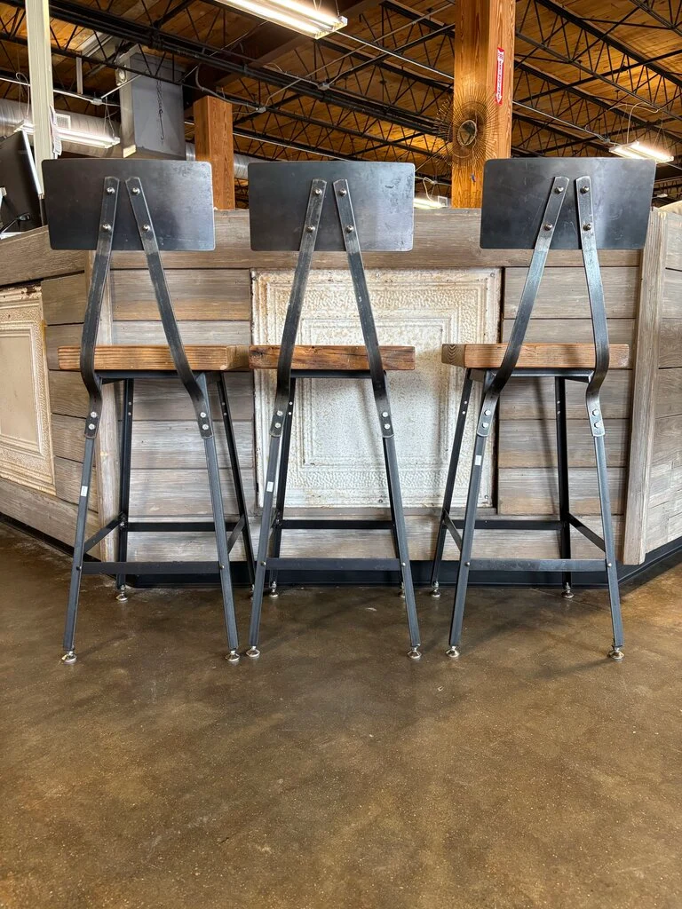 Wood/Metal Counter Height Barstools Set 3 - Image 2