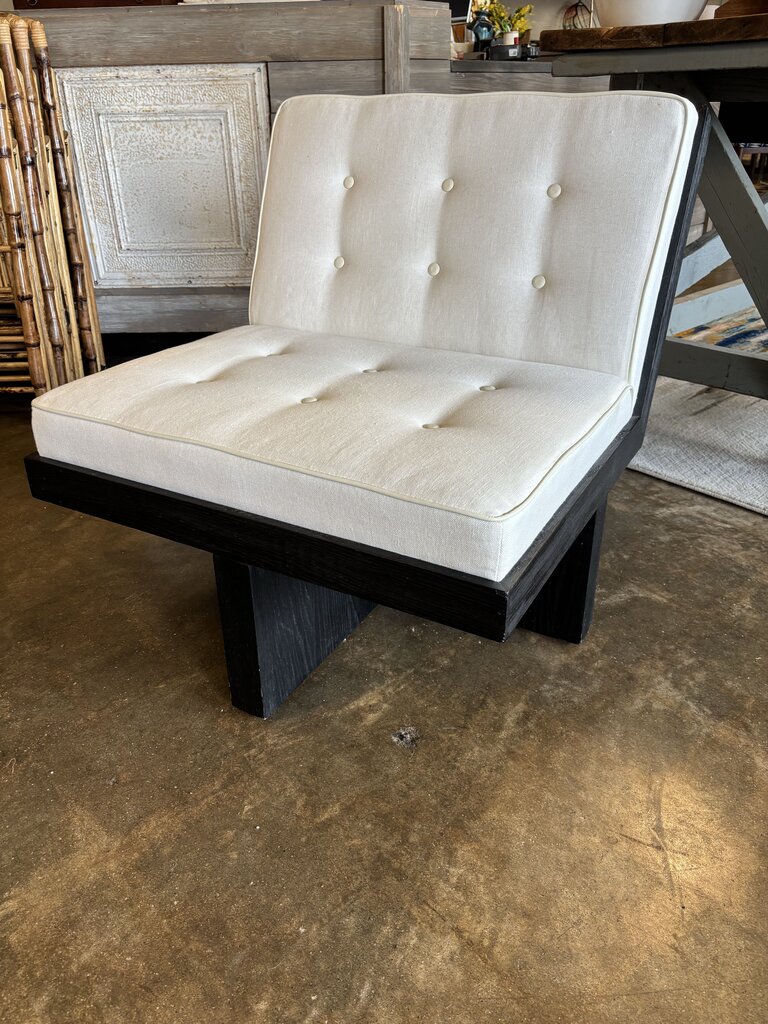 Wright Linen Wood Lounge Chair - Image 2